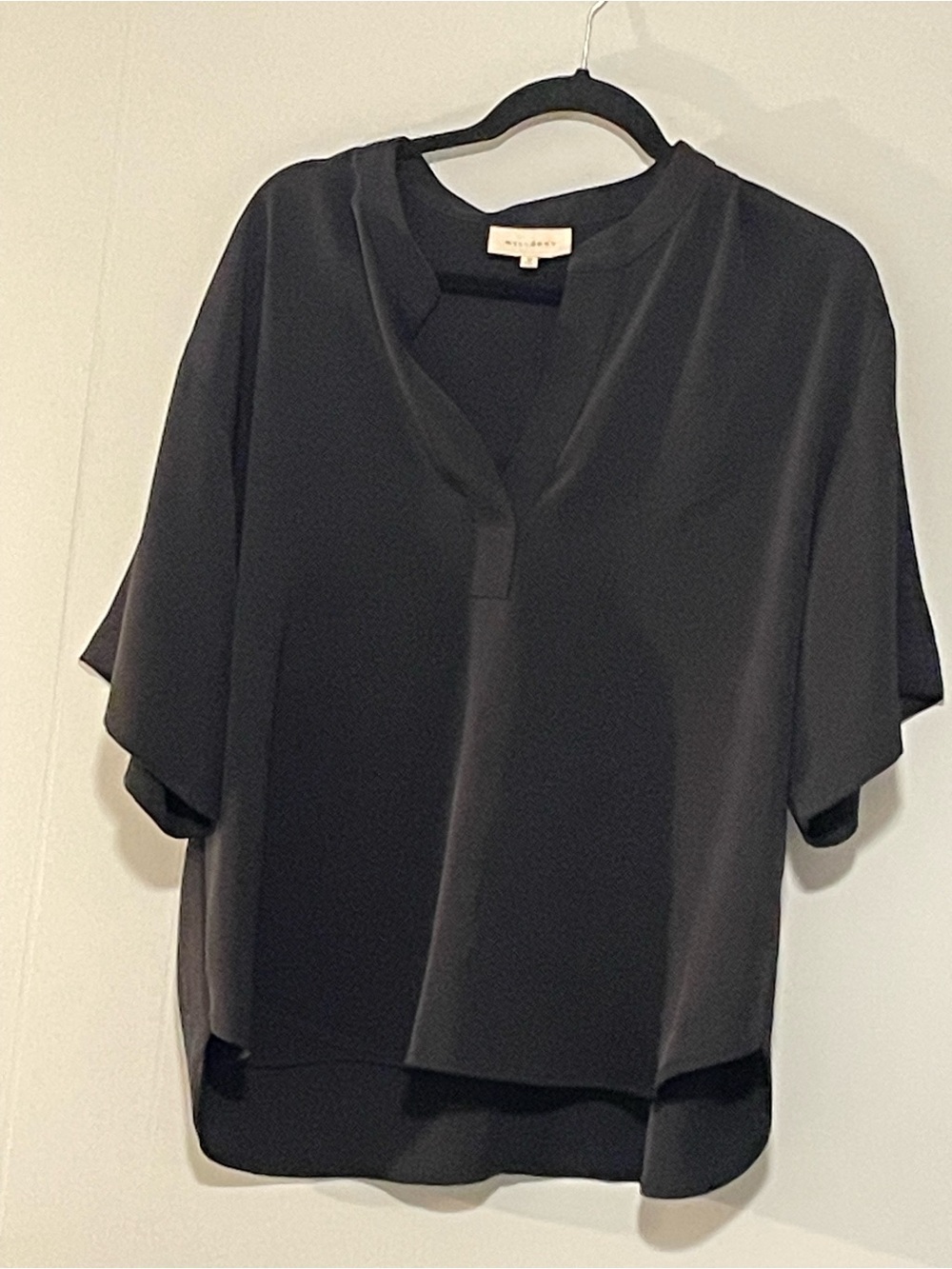 Women's Black Silk V-Neck Blouse - Everlane